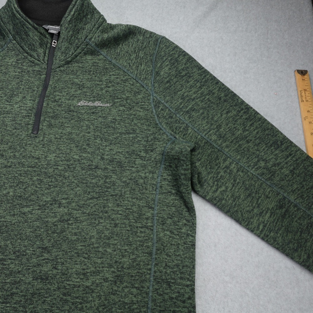 Eddie Bauer Sweater Mens XXL Green Marled 1/4 Zip Fleece Pullover Mock Neck - Picture 4 of 13